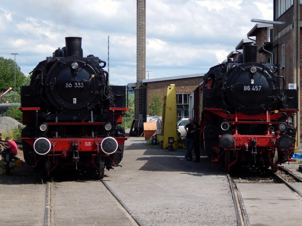 A guest BR86 visits the BR86 at Süddeutsches Eisenbahnmuseum